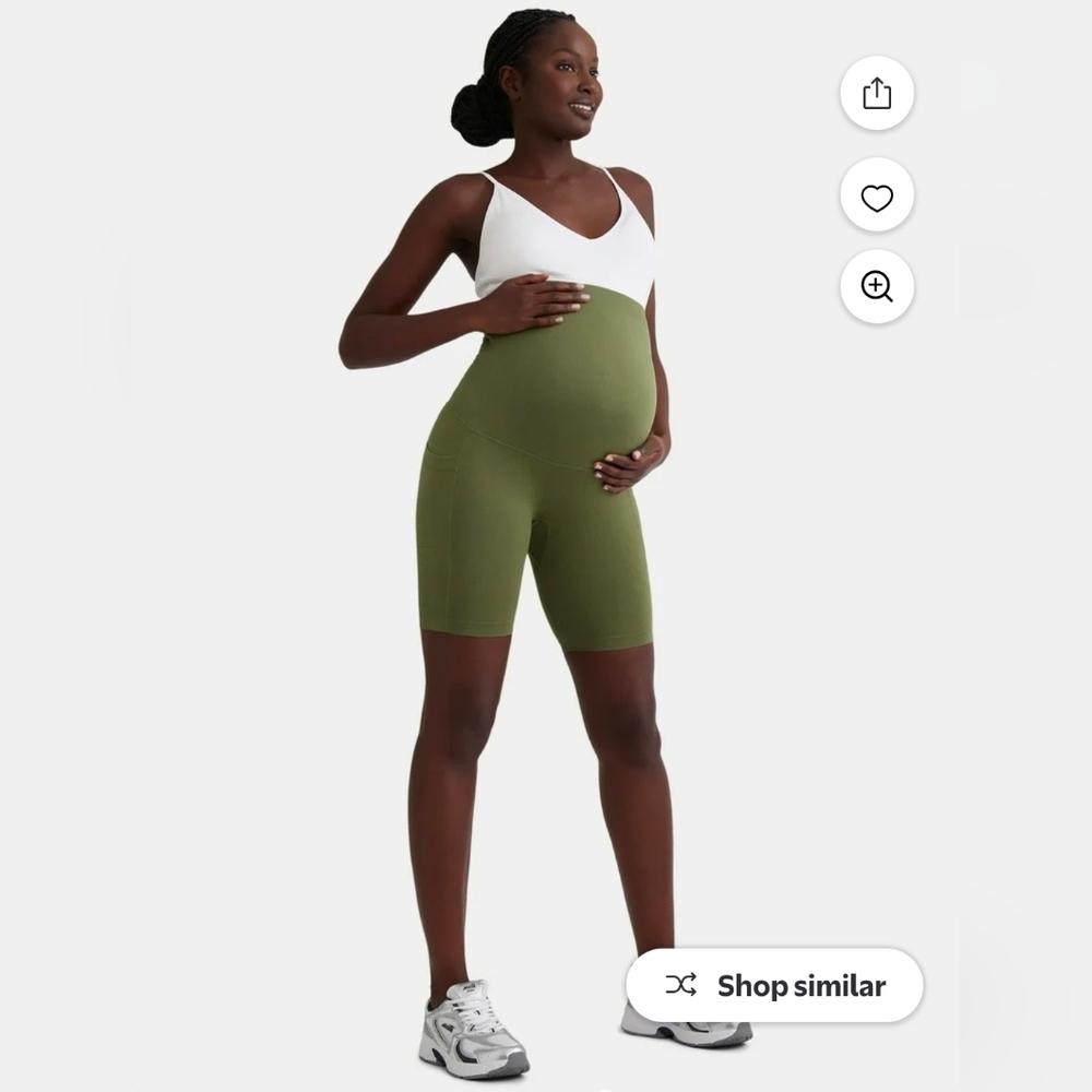 Time and Tru Olive Green Maternity Bike Shorts- Size Small NWT - Picture 2 of 9